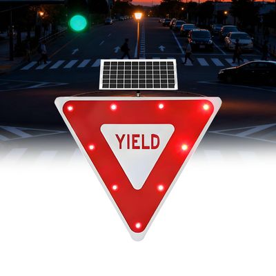 Yield Traffic Sign - Aluminum Yield Triangle LED Flashing Sign for Road Safety, Parking, School Zones, Neighborhoods - 1 Pack