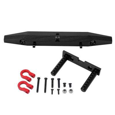 Aluminum Alloy Rear Bumper for SCX10 90046 90047, RC Car Bumper, Durable Crawler Car Bumper with Hook Hole, Replacement for AXIAL 103007 1/10 RC Car, Lightweight and Corrosion Resi (Black)