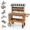 Costzon Kids Tool Bench, 2-in-1 Wooden Kids Workbench w/Play Tools Set, Canopy, Rolling Wheels for Construction Play, Outdoor Toddler Workbench Playset, Pretend Workshop Toy Gift for Boys & Girls 3+ view 1