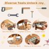 Costzon Kids Tool Bench, 2-in-1 Wooden Kids Workbench w/Play Tools Set, Canopy, Rolling Wheels for Construction Play, Outdoor Toddler Workbench Playset, Pretend Workshop Toy Gift for Boys & Girls 3+ view 2