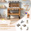 Costzon Kids Tool Bench, 2-in-1 Wooden Kids Workbench w/Play Tools Set, Canopy, Rolling Wheels for Construction Play, Outdoor Toddler Workbench Playset, Pretend Workshop Toy Gift for Boys & Girls 3+ view 3