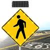 24in Solar Powered LED Flashing Pedestrian Crossing Sign with Reflective Film & Mounting Accessories - Ideal for Parks, Schools & Safety Zones view 1
