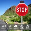 24" 32" Solar LED Stop Sign - Flashing Traffic Warning Sign with Reflective Film, Easy Installation, Waterproof & Windproof for Road Safety view 2
