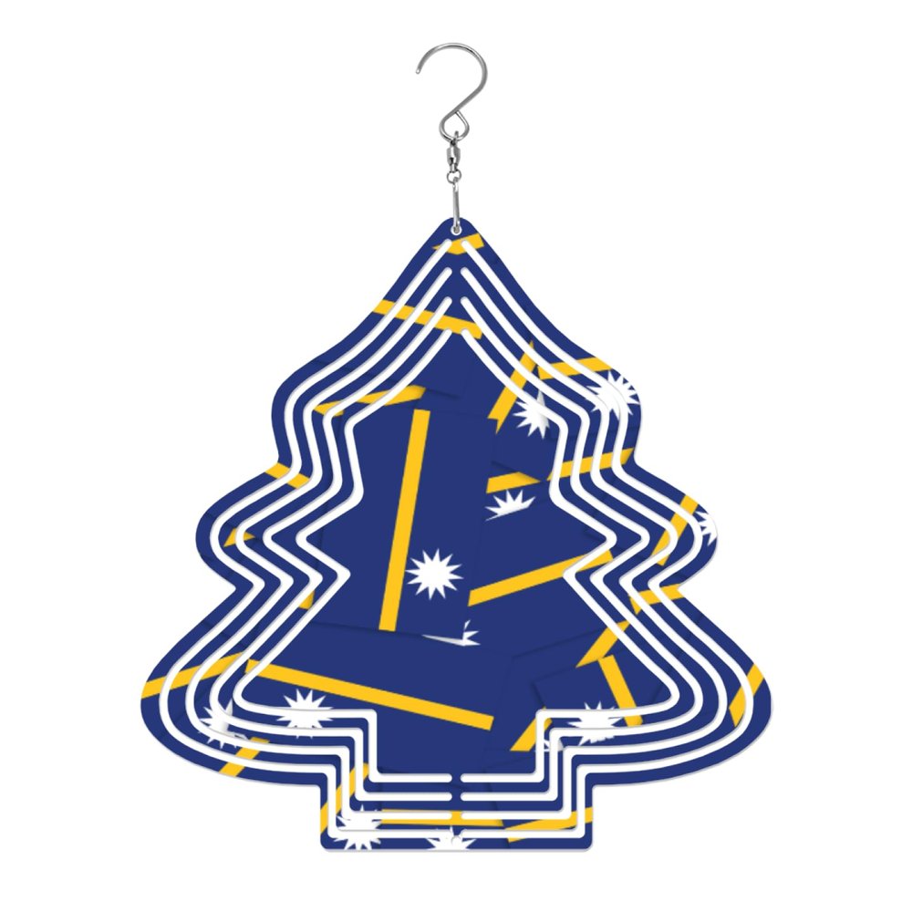 Nauru Nauruan Flag Wind Spinners Outdoor Tree Kinetic Sculptures Chimes 10 inch Decorative Funny Tinplate Metal Art Christmas Decorations Garden Patio Yard Indoor Window Decor