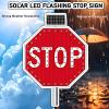 24"/32" Solar LED Stop Sign - Aluminum Octagon Traffic Sign with Blinking Lights, Waterproof IP65, Rust-Proof Metal Frame, Energy-Efficient Solar Powered, 60cm (24in) view 2