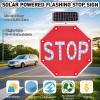 24"/32" Solar LED Stop Sign - Aluminum Octagon Traffic Sign with Blinking Lights, Waterproof IP65, Rust-Proof Metal Frame, Energy-Efficient Solar Powered, 60cm (24in) view 3