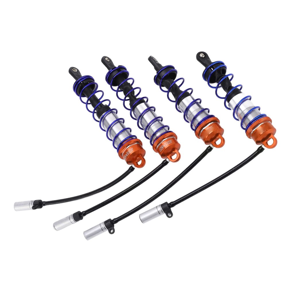 4PCS RC Shock Absorber Set, Oil Adjustable Front Rear Damper Set, Simulate Metal for 1/8 RC Car Crawler, High Performance Aluminum Alloy Shock Absorbers for JLB Racing, HSP, EM Rac (Orange)