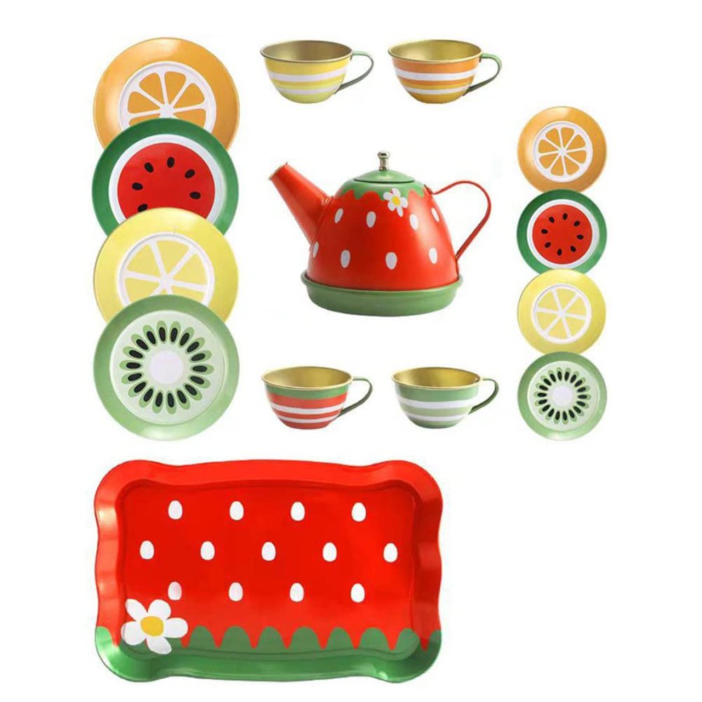Gcroet Kids Tea Party Set Pretend Play Kitchen Party Dessert Cookies Teapot Tray for Girls Boys Style1...
