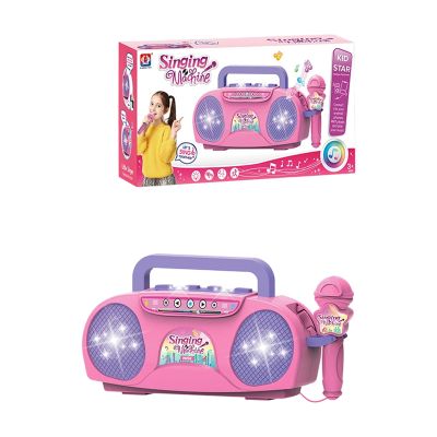 Kids Microphone Karaoke Machine Portable Sturdy Mini Speaker Development Toy for Party Indoor Preschool Camping Children (Pink)