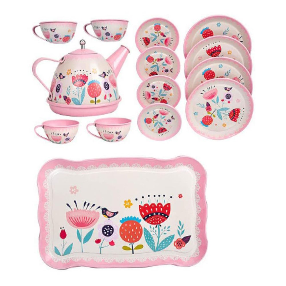 Gcroet Kids Tea Party Set Pretend Play Kitchen Party Dessert Cookies Teapot Tray for Girls Boys...