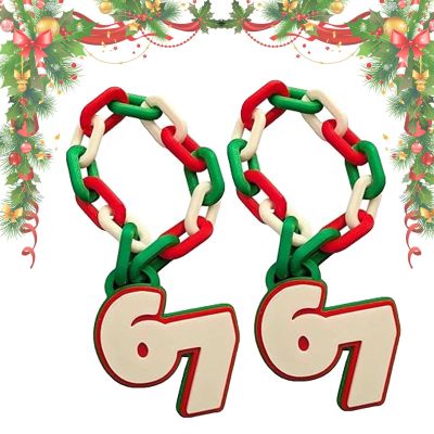 3D Printed Elf 67 Chain, Holiday Elf 67 Accessories, Versatile Red & White Playful Cartoon-Style, Fun Christmas Decoration (A)