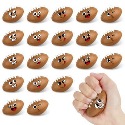 20Pcs Mini Football Stress Ball Mini Football Funny Foam Face Small Foam Squeeze Anxious Toy Sports Squishy Ball for Kids School Carnival Reward Football Party Supplies Valentine's Day Exchange Gifts