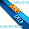 Flex Tracks 15 Ft Starter Set, Flexible Race Track for Kids 3+ with Suction Cups, Flexible Race Car Ramp Track Compatible with 1/64 Diecast Cars, Portable Rolls Up Race Tracks (Double Blue) view 2