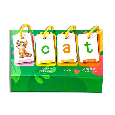 80 Double Sided Vocabulary Flashcards Educational Phonics Flipping Charts Early Learning Card for Preschoolers English Learning Cards