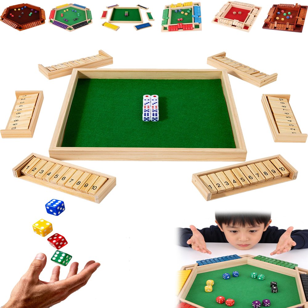 FOSHANEER Shut The Box Game, 2026 Upgraded Shut The Box Wooden Dice Board Game for 2-6 Player, Math Learning & Logic Training Toy for Kids Adults, Family Classroom Home Party or Pub (v)