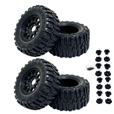 1/7 1/8 RC Monster Truck Tires and Wheels 12mm 14mm 17mm Hex, 6.69" OD Off-Road Tyres for Traxxas Maxx TMaxx Summit E-Revo 3.3 Arrma Kraton Notorious Outcast 6S Typhon 3S, Detachable Adapter Design