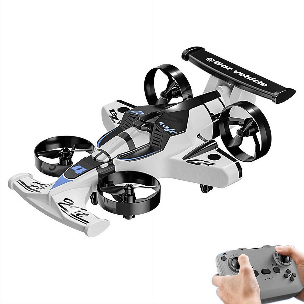 2-in-1 Flying Car & Stunt Drone, RC Plane Drone for Kids, Land and Air 360 Aircraft High Speed Drift Cars with Remote Control, Rechargeable, Dual Land & Air Modes, 3 Speeds Adjustable (White)