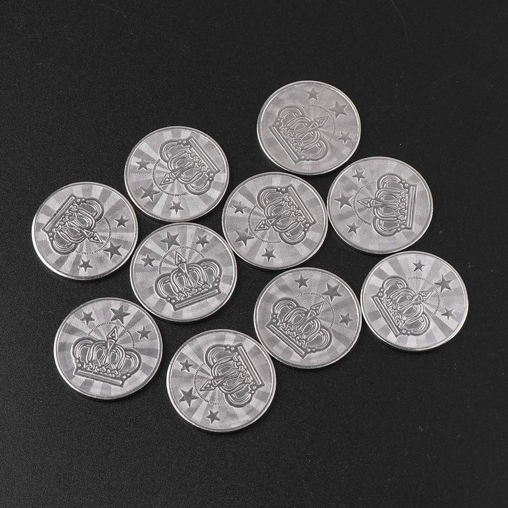 Adrosstoller 10Pcs 25mm Game Stainless Steel Crown Coin Tokens for Game Machine Coin Metal