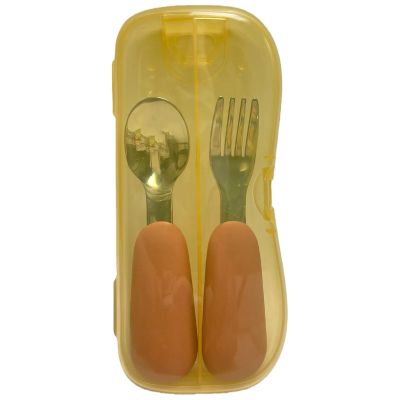 2 Pack Stainless Steel Silicone Forks & Spoons, Toddler Utensils Thick Easy-Grip Handles, Perfect Length For New Self Feeders, Gentle On Gums & Teeth, Dishwasher Safe Baby Toddler