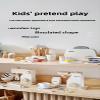 Wooden Toy blenders, White and Natural Wood, Kitchen Pretend Play, Including Fruits and Accessories, Suitable for Children Over Three Years Old view 2