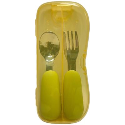 2 Pack Stainless Steel Silicone Forks & Spoons, Toddler Utensils Thick Easy-Grip Handles, Perfect Length For New Self Feeders, Gentle On Gums & Teeth, Dishwasher Safe Toddler Silverware