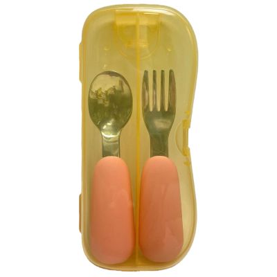 2 Pack Stainless Steel Silicone Forks & Spoons, Toddler Utensils Thick Easy-Grip Handles, Perfect Length For New Self Feeders, Gentle On Gums & Teeth, Babies Toddler Dishwasher Safe