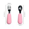 2 Pack Stainless Steel Silicone Forks & Spoons, Toddler Utensils Thick Easy-Grip Handles, Perfect Length For New Self Feeders, Gentle On Gums & Teeth, Babies Toddler Dishwasher Safe view 2