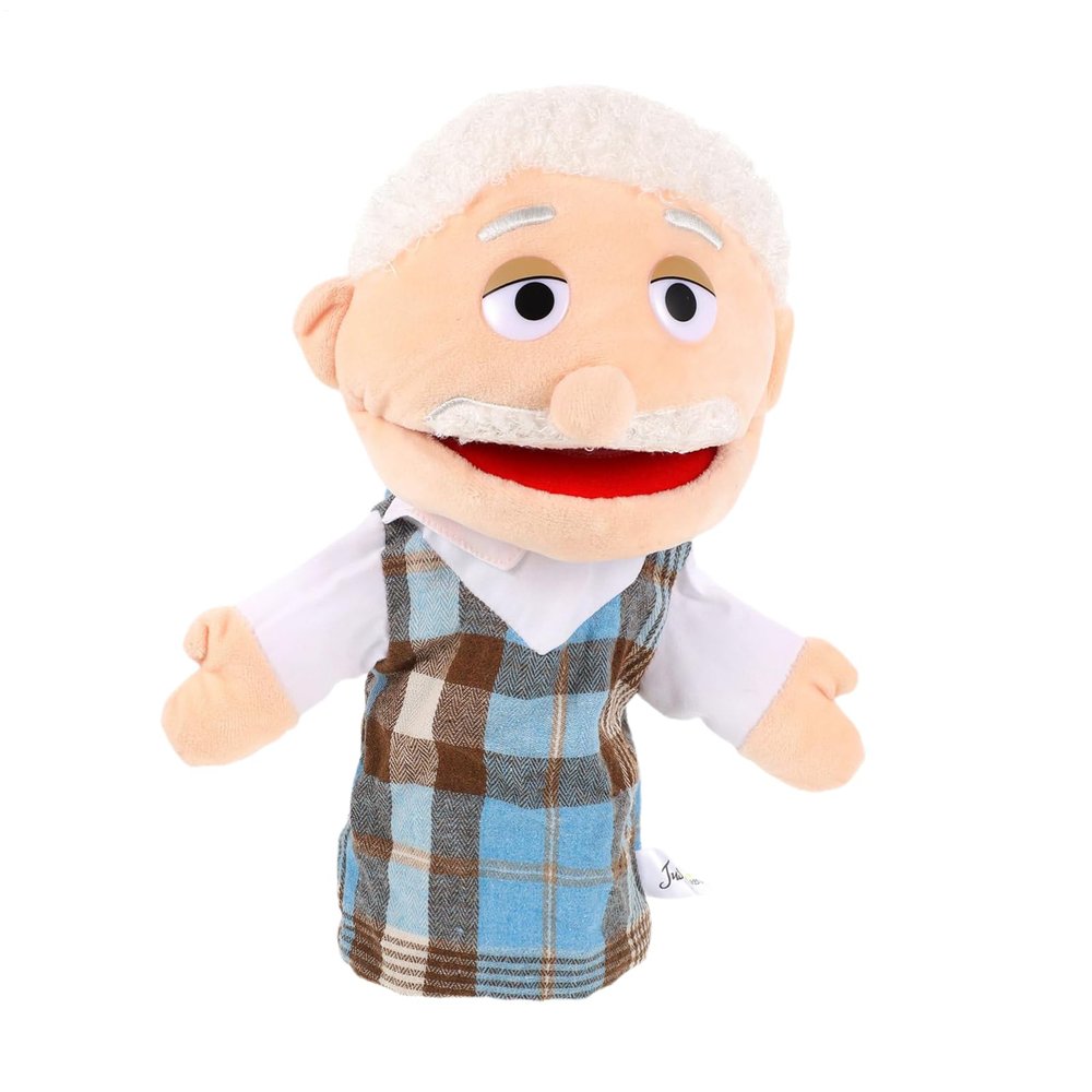 Family Hand Puppet Plush Fabric 30cm | Grandfather Plush Puppets | Storytelling Puppets for Kindergarten Teaching, Family Entertainment and Daily Role-Playing Use for Kids