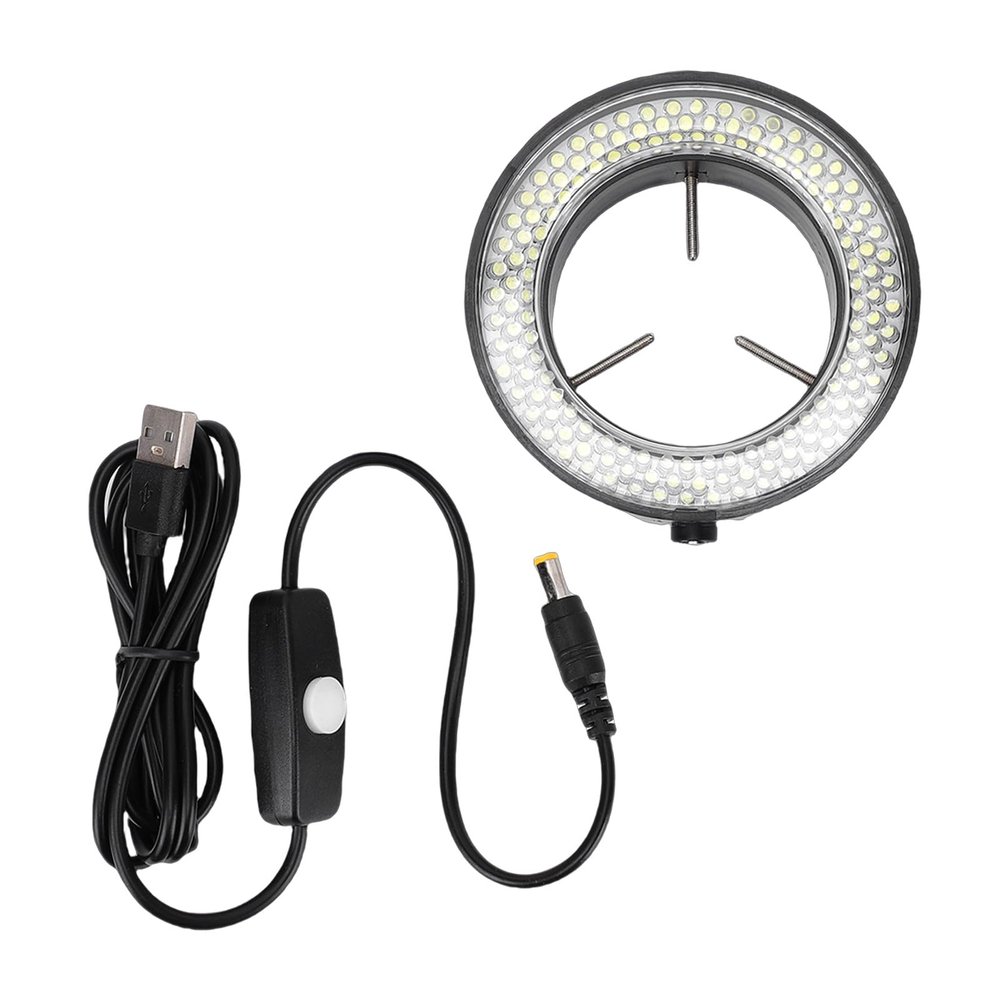 Naroote Microscope LED Ring Light 144LED Circular Auxiliary Light Source USB Powered 45000LX for Stereo Microscopes Laboratory Research Camera and Mini Lathe