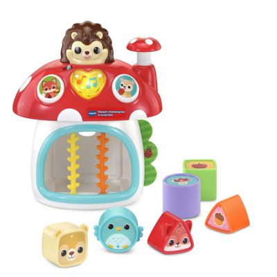 VTech - Mushroom House with Surprises - Baby Handling Toy - Awakening and Fine Motor Skills Game - Hedgehog Cuckoo-Hidden Cuckoo, Colours and Shapes - Baby Gift from 9 Months - Content in French