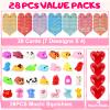 28 Pack Valentines Day Gifts for Kids Classroom Mochi Squishies Fidget Toys Filled Heart & Valentines Day Cards for Kids School, Valentines for Class Exchange Gifts School Party Favors for Boys Girls view 2