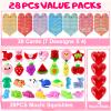28 Pack Valentines Day Gifts for Kids Classroom Mochi Squishies Fidget Toys Filled Heart & Valentines Day Cards for Kids School, Valentines for Class Exchange Gifts School Party Favors for Boys Girls view 2