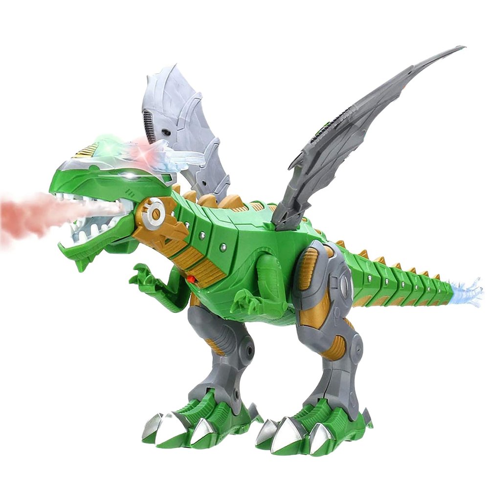 JTLB Mist Spraying Robot Dragon Toy Kids Walking Dinosaur Fire Breathing Water Spray with Lights and Sounds (Green)