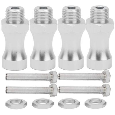 12Pcs Aluminum Alloy RC Wheel Hub Adapters, 1/10 to 1/8 Scale RC Car Parts, 12mm to 17mm Hex Drive Hub Coupling for Off - Road RC Vehicles, with 30mm Width Extension per Side for E (Silver)