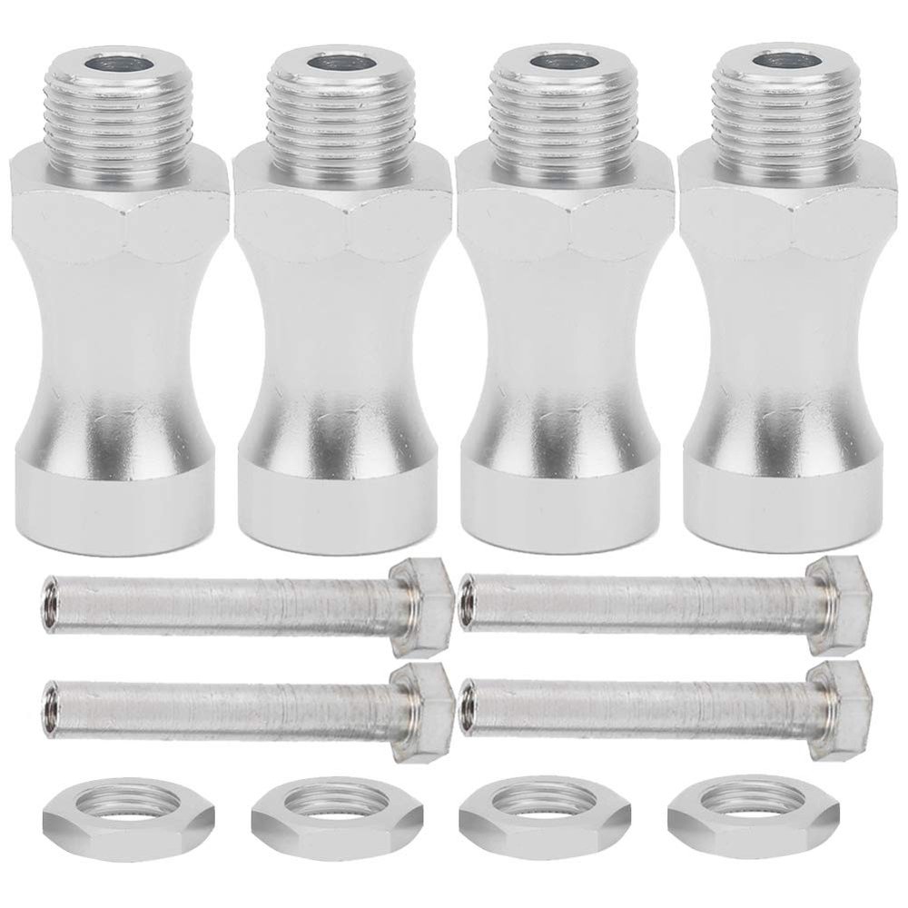 12Pcs Aluminum Alloy RC Wheel Hub Adapters, 1/10 to 1/8 Scale RC Car Parts, 12mm to 17mm Hex Drive Hub Coupling for Off - Road RC Vehicles, with 30mm Width Extension per Side for E (Silver)