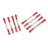 8Pcs Metal Adjustable Steering Linkage, Aluminum Alloy Servo Link Pull Rod for WPL C14 C24 B14 MN D90 D91, RC Car Steering Linkage with Upgraded Textured Design, Durable Replacemen (Red) view 2