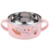 OEBUAFI Bowl, 304 Stainless Steel Feeding Bowl with Lid, Double Layer Design for, Ideal Tableware for Ages 0-3 (Pink) view 1