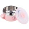 OEBUAFI Bowl, 304 Stainless Steel Feeding Bowl with Lid, Double Layer Design for, Ideal Tableware for Ages 0-3 (Pink) view 2