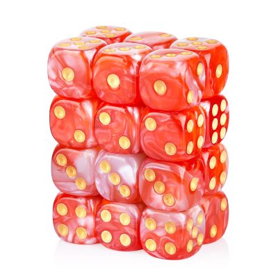 24 Piece Dual-Tone Round Corner 16mm dice 6 Sided dice d6 dice Set for DND, MTG, Tenzi, Farkle, Bunco, Card Gaming & Math Learning with Portable Storage Pouch(Red-White)