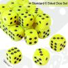 24-Piece Pearl Pattern Smooth Round Corner 16mm Dice Set 6-Sided Dice (d6) for DND, MTG, Tenzi, Farkle, Bunco, Card Gaming & Math Learning Includes Portable Storage Pouch (Olive Yellow) view 2