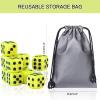 24-Piece Pearl Pattern Smooth Round Corner 16mm Dice Set 6-Sided Dice (d6) for DND, MTG, Tenzi, Farkle, Bunco, Card Gaming & Math Learning Includes Portable Storage Pouch (Olive Yellow) view 4