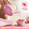JOYIN Fairy Blossom Tea Party Set for Little Girls, Pretend Pink Tin Teapot Set, Princess Tea Time Play Kitchen Toy with Teapot, Cup, Plate, Carrying Case for Kids Toddlers Age 3 4 5 6 view 3