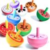 Zaleny Wooden Spinning Tops for Kids Assorted Styles Cute Fruit Spin Tops Animal Wood Spinners Class Prizes Party Favors 10 Pcs view 4