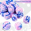 24 Piece Dual-Tone Round Corner 16mm dice 6 Sided dice d6 dice Set for DND, MTG, Tenzi, Farkle, Bunco, Card Gaming & Math Learning with Portable Storage Pouch(Pink-Blue) view 2