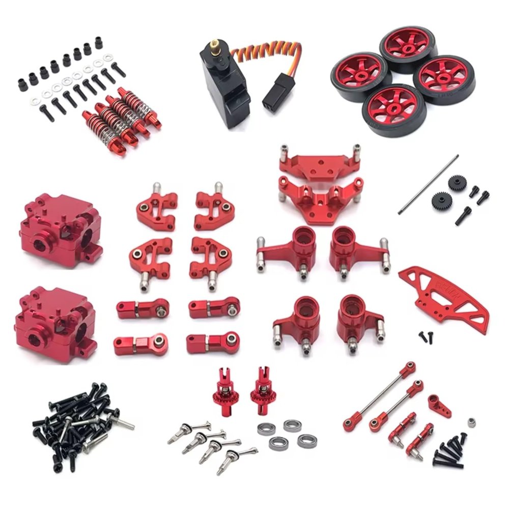 RC Toys Spare Parts For WLtoys 284131 K969 K979 K989 K999 P929 P939 1/28 RC Car Parts Metal Upgrade Gearbox Servo Link 18 Pack(Red)