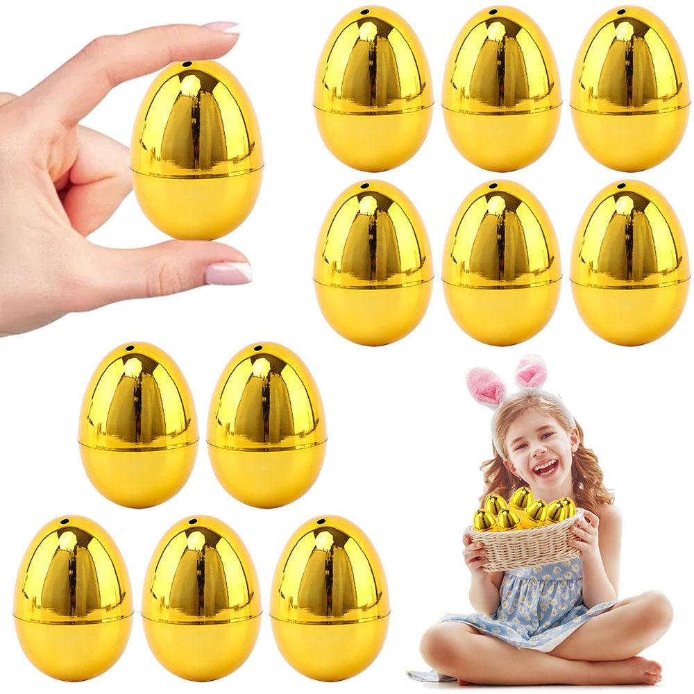 12 Pack Fillable Easter Eggs - 2.36 Inch Hinged Colorful Bright Plastic Easter Eggs, Reusable Fade-Resistant for Suprise Egg, Easter Hunt, Classroom Prizes & Party Favors