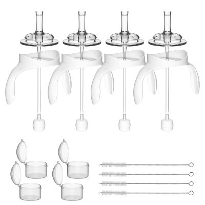 Sippy Cup Conversion Kit for Mam Bottles, Spill-Proof Straw Cup Conversion Kit with Silicone Straw Nipple, Weighted Straw, Handle, Storage Case, 4 Pack