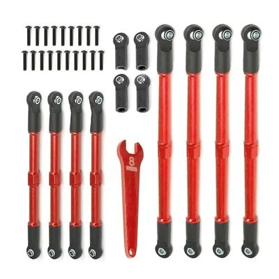 8pcs Metal Push Rod Toe Links Turnbuckle 5319X 5338R Compatible with RC Car Parts 1 10 Scale Models Trxs Revo2.0 for D251(Red)