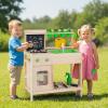 HONEY JOY Mud Kitchen with Running Water, Fir Wood Play Kitchen for Toddlers, 4 Planter Pots w/Accessories, Chalkboard, Sink & Faucet, Outdoor Kids Kitchen Playset for Garden Fun (4 Planter Boxes) view 2