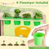 HONEY JOY Mud Kitchen with Running Water, Fir Wood Play Kitchen for Toddlers, 4 Planter Pots w/Accessories, Chalkboard, Sink & Faucet, Outdoor Kids Kitchen Playset for Garden Fun (4 Planter Boxes) view 4